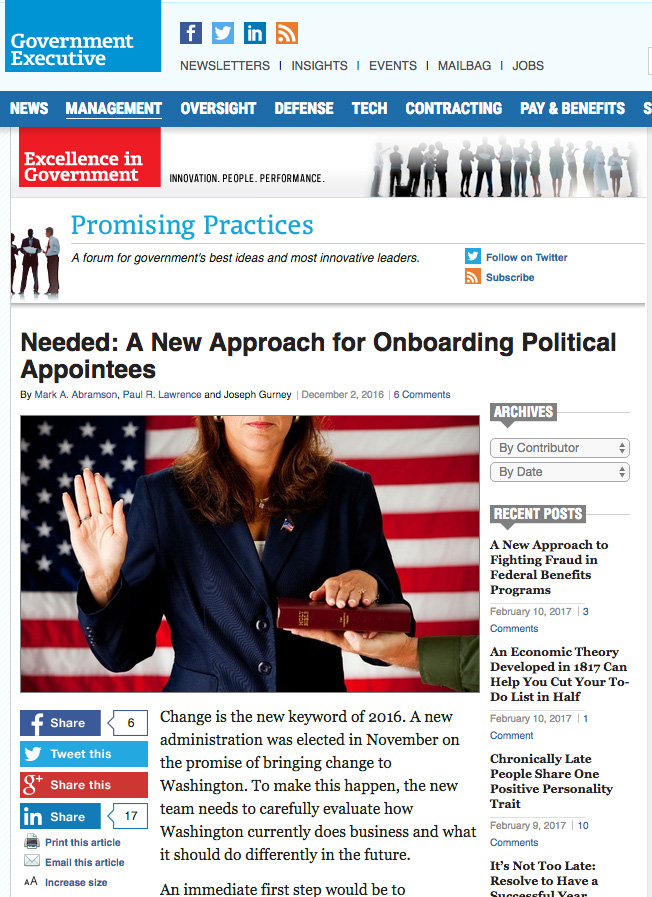 Needed: A New Approach for Onboarding Political Appointees