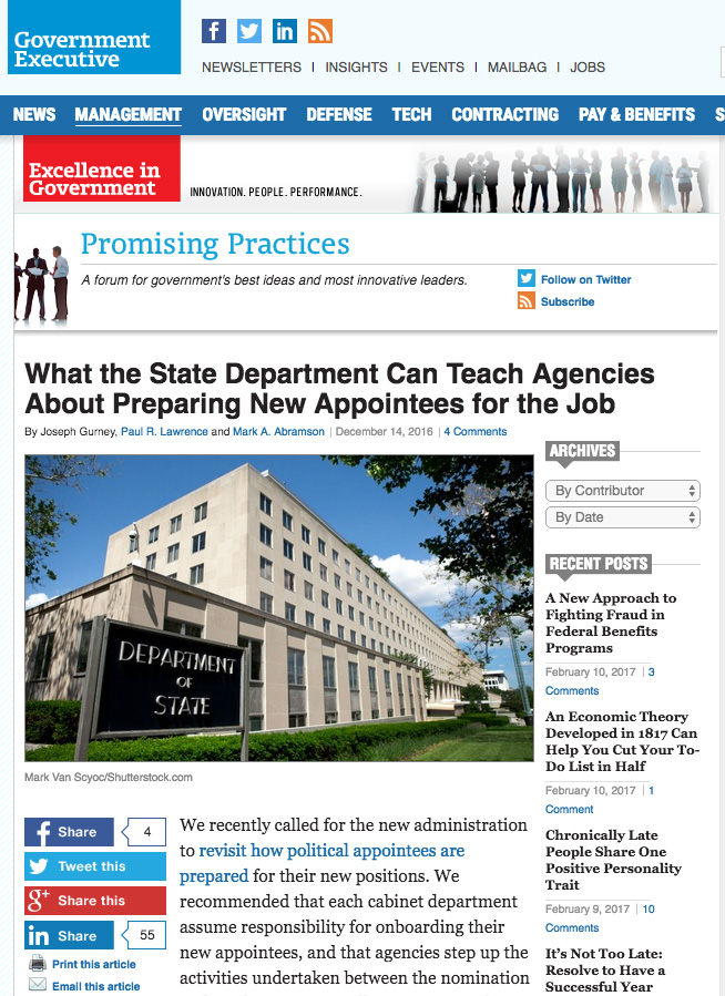 What the State Department Can Teach Agencies About Preparing New Appointees for the Job