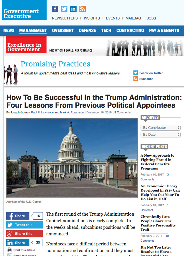 How To Be Successful in the Trump Administration: Four Lessons From Previous Political Appointees